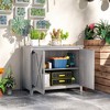 Outsunny Wood Outdoor Storage Cabinet, Compact Garden Shed Potting Shed with Shelf and Double Doors - image 3 of 4