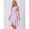 Allegra K Women's Wrap Ruffle High Low Hem Round Neck Keyhole Back Sleeveless Floral Dress - 2 of 4
