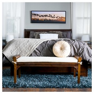 Nelson Wood Bench with Cushion Mahogany - Christopher Knight Home: Upholstered, Entryway, Acacia Frame - 1 of 4