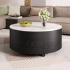 Okak Modern Round Fluted Coffee Table with Hidden Storage Space,Stone/Wood Veneer Center Table for Living Room,Bedroom - 4 of 4