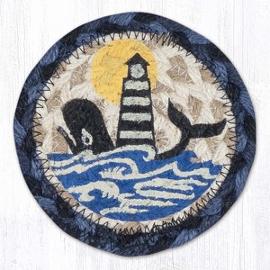 Earth Rugs Seaside Whale & Lighthouse Coaster – Marine Style Square Drink Protector 5"x5" - 1 of 3