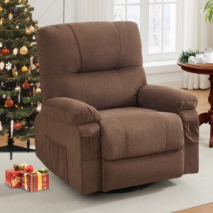 GDFStudio Gresham Modern Metal and Linen Tufted Upholstered Rotating Recliner Chair - 1 of 4