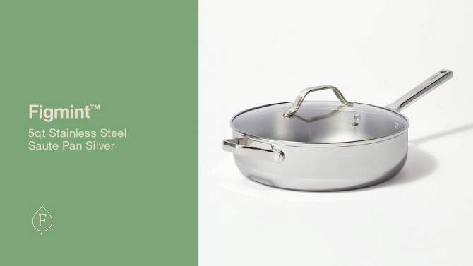 5qt Stainless Steel Saute Pan Silver - Figmint&#8482;, 2 of 10, play video