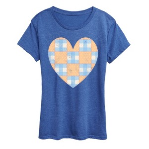 Women's - Instant Message - Patchwork Quilt Heart Short Sleeve Graphic T-Shirt - 1 of 4