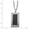 Black Bow Jewelry Stainless Steel & Black Carbon Fiber Grooved Dog Tag Necklace, 24 Inch - 4 of 4