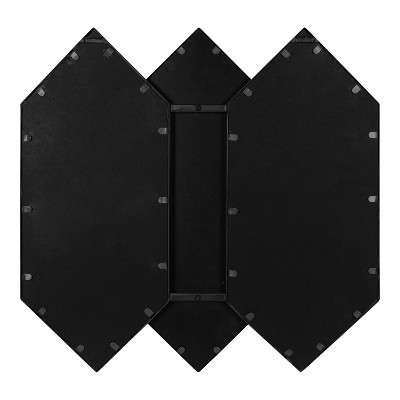 Diaz Hexagonal Black and Gold Stacked Wall Mirror Set