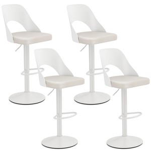 Tangkula Bar Stools Set of 4 w/Enlarged PU Leather Seat Footrest Swivel Bar Chairs - 1 of 4
