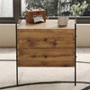 FONTOI End Table with Drawers, Side Table with Tempered Glass, Coffee Table for Living Room, Wood, 15.5"*19"*17.7" - 2 of 4