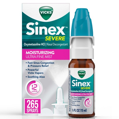 Vicks Sinex Severe Moisturizing Nasal Spray Ultra Fine Mist - 0.5 Fl Oz :  Target