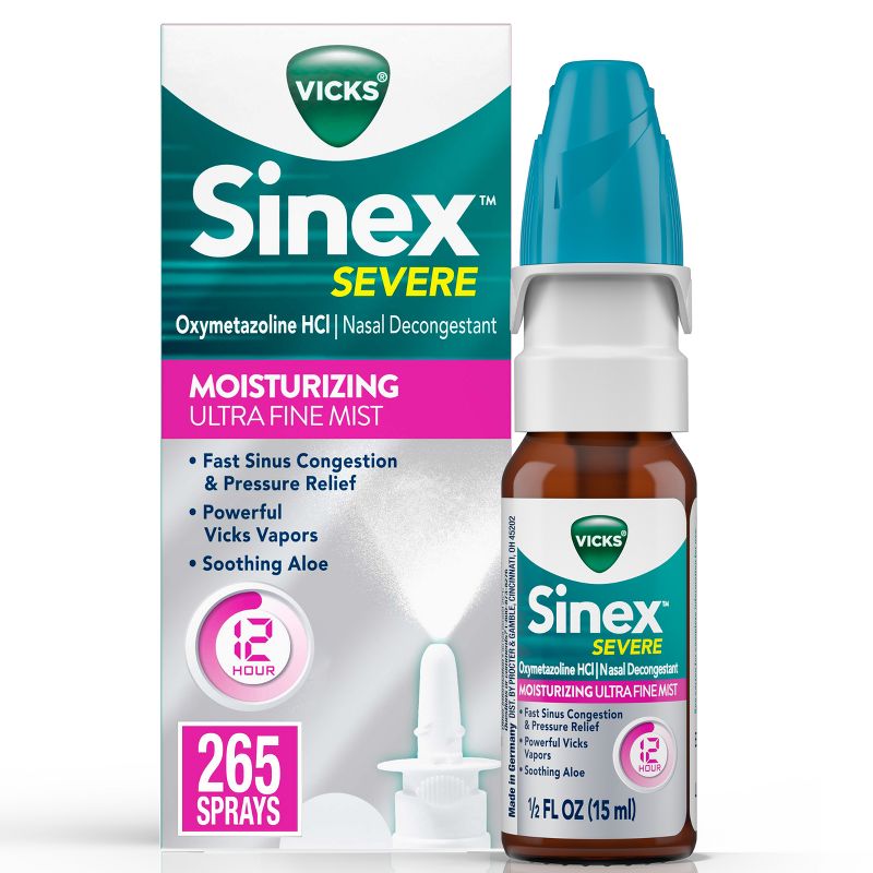 Vicks Sinex Severe Moisturizing Nasal Spray Ultra Fine Mist - 0.5 fl oz, 1 of 21