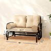 Swing Glider Rocking Chair, Double Patio Bench, 2 Person Loveseat with Steel Frame, Cushions, Pillow Armrests - 3 of 4