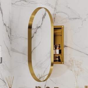 Lyngins Oval Recessed Bathroom Storage Cabinet with Mirror,Bathroom Medicine Cabinet with Adjustable Shelves,Bathroom Wall Cabinet for Bathroom - 1 of 4