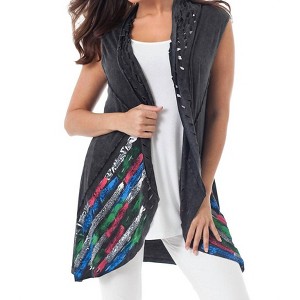 Women's Hand Painted Laser Cut Vest - Angel Apparel - 1 of 4