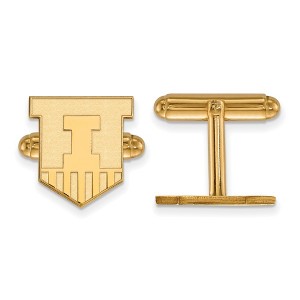 Black Bow Jewelry 14k Yellow Gold Plated Sterling Silver Illinois Fighting Illini NCAA Cuff Links - 1 of 3