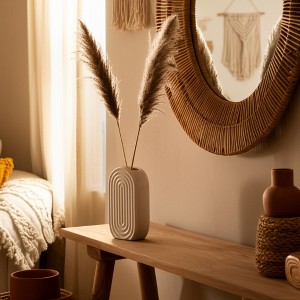 Sagebrook Home Oval Ridge Ceramic Vase Contemporary Vase for Home or Office Decorative - 1 of 4