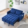 TIRAMISUBEST 55" Blue Velvet 3-in-1 Convertible Sofa with Pockets - 3 of 4
