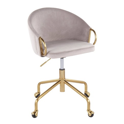 Claire Velvet Metal Plywood Task Chair Gold Silver LumiSource