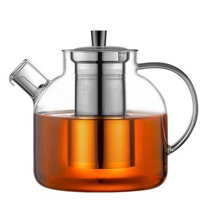 Itopfox Glass Teapot with Removable Infuser, Stovetop Safe Large Tea Pot for Blooming & Loose Leaf, Hand Crafted Kettle with Stainless Steel Strainer - 1 of 4