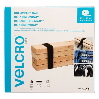 VELCRO Brand ONE-WRAP Cut-To-Fit Standard-Ties 0.75" x 49 ft Black 30640