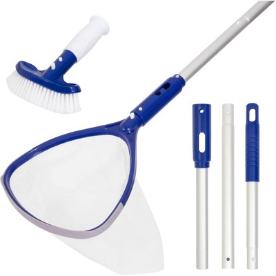 Probe Hues Pool Skimmer Net & Brush with Aluminum Pole for Inflatable Pools