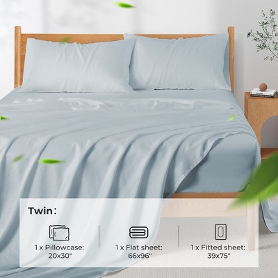 Misty Blue Twin Lyocell Sheet Set with Pillowcase