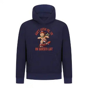 Everyday Kids Christmas Collection Gingerbread Skateboard Boys Pullover Hoodie – Holiday Sweatshirt -Navy - 1 of 1