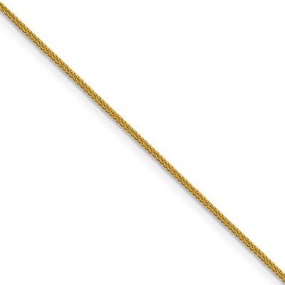 Black Bow Jewelry 0.8mm 14k Yellow Gold Diamond Cut Square Wheat Chain Necklace