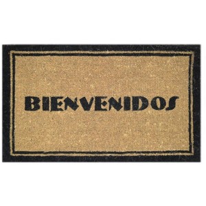 HomeRoots 18" X 30" Brown and Black Coir Bienvenidos Outdoor Door Mat - 1 of 4