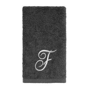 Avanti  Granite with Silver Script Monogram Bath Towel Letter   F - 1 of 3
