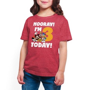 Girls' - Disney - Hooray I'm 3 Today Short Sleeve Graphic T-Shirt - 1 of 4