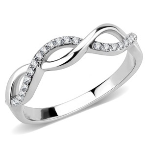 Slickblue Trendy Polished Stainless Steel Infinity Ring with Clear CZ- Ideal Valentine's Day Jewelry, Size 5-10 - 1 of 4