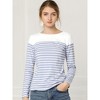 INSPIRE CHIC Women's Color Block Round Neck Long Sleeves Striped Basic T-Shirt - 2 of 4