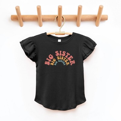 The Juniper Shop Big Sister Stacked Curved Toddler Flutter Sleeve Tee
