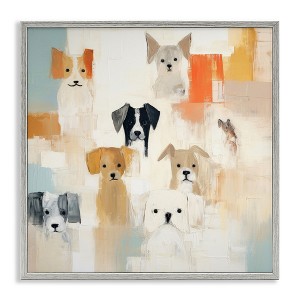 Stupell Industries Modern Dog Collage Framed Giclee Art, Gray, 24" x 24" - 1 of 4