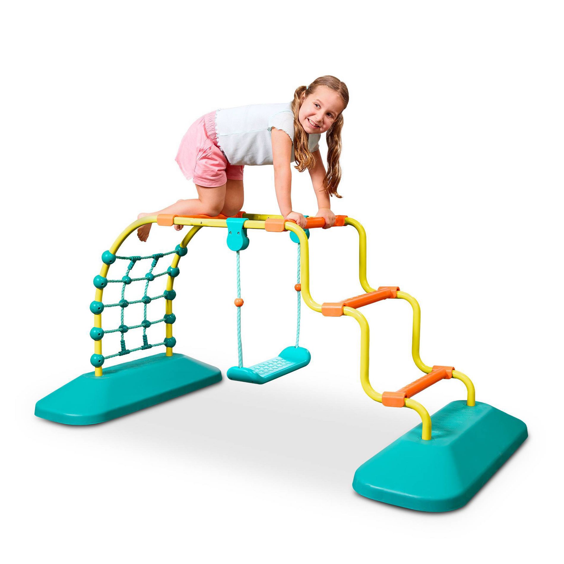 B. toys WonderGym Climbing Set - Indoor/Outdoor Jungle Gym with Standing Swing