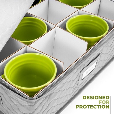 Gray Quilted Fabric Stackable Coffee Mug Storage Case