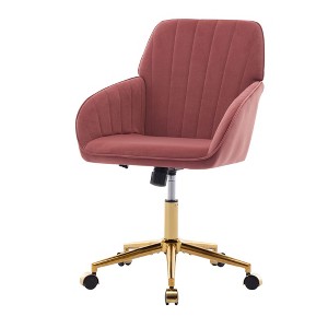 NicBex Adjustable Height Ergonomic Home Office Chair with Golden Metal Base and Wheels for Work Study Vanity,Bedroom - 1 of 4