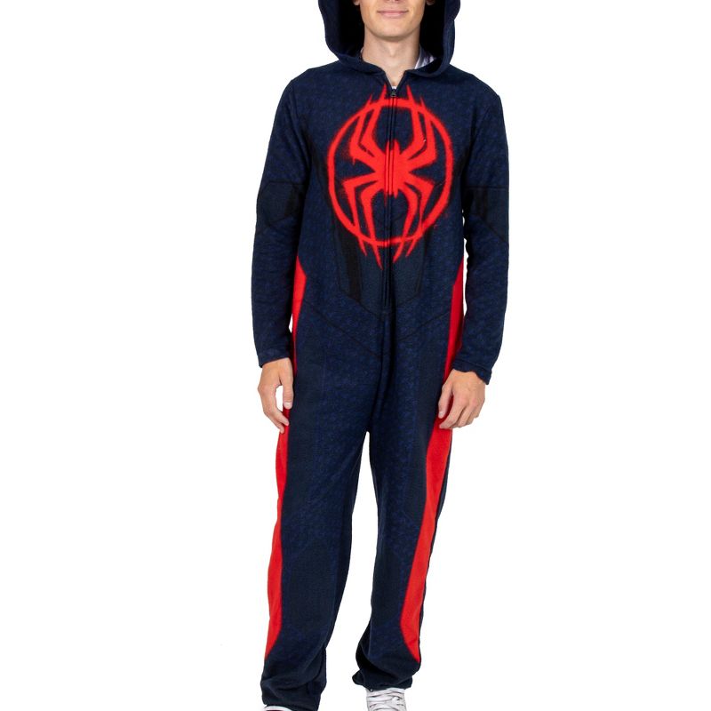 Spider-Man Miles Morales Men's Hooded Union Suit With Leg Hem, 5 of 7