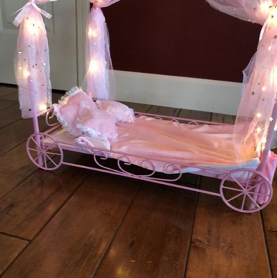 Badger Basket Royal Carriage Metal Doll Bed With Canopy Bedding And Led  Lights - Pink/white/stars : Target