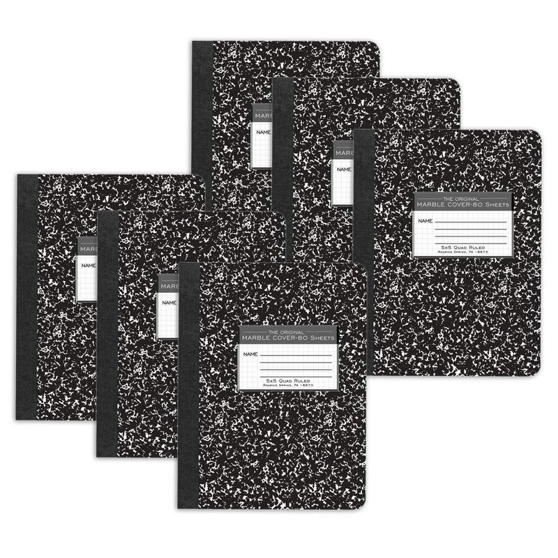 Roaring Spring Paper Products Composition Book, 5x5 Graph, 80 Sheets, 9.75" x 7.5", Black Marble, Pack of 6, 1 of 4