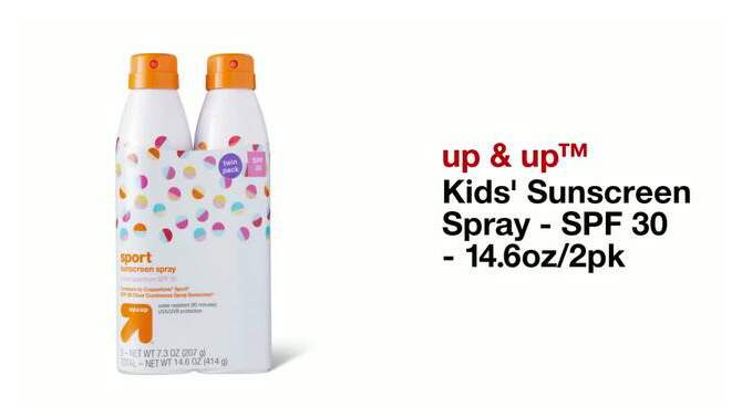 Kids&#39; Sunscreen Spray - SPF 30 - 14.6oz/2pk - up &#38; up&#8482;, 2 of 6, play video