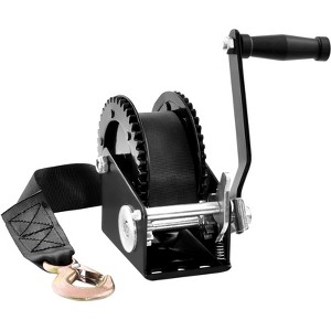 VEVOR Hand Winch, 2000 lbs Pulling Capacity, Boat Trailer Winch Heavy Duty Rope Crank with 23 ft Polyester Strap and Two-Way Ratchet - 1 of 4