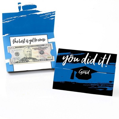 Big Dot of Happiness Blue Grad - Best is Yet to Come - Royal Blue Graduation Party Money and Gift Card Holders - Set of 8