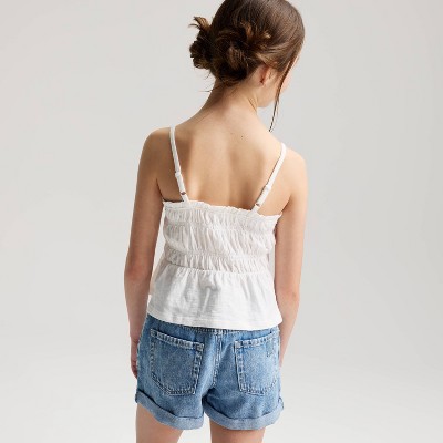 Детские Cat & Jack Girls' Smocked Peplum Tank Top - Cat & Jack™ White M — фото 2