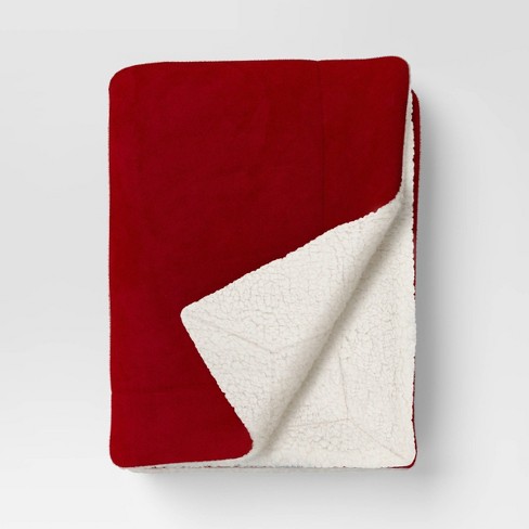 Plush Throw Blanket Faux Shearling Reverse Red Threshold Target