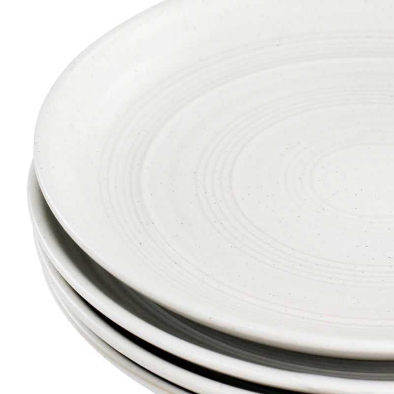 Gibson Bee and Willow Home 7 Inch 4 Piece Round Stoneware Appetizer Plate Set in Matte White, 3 of 7