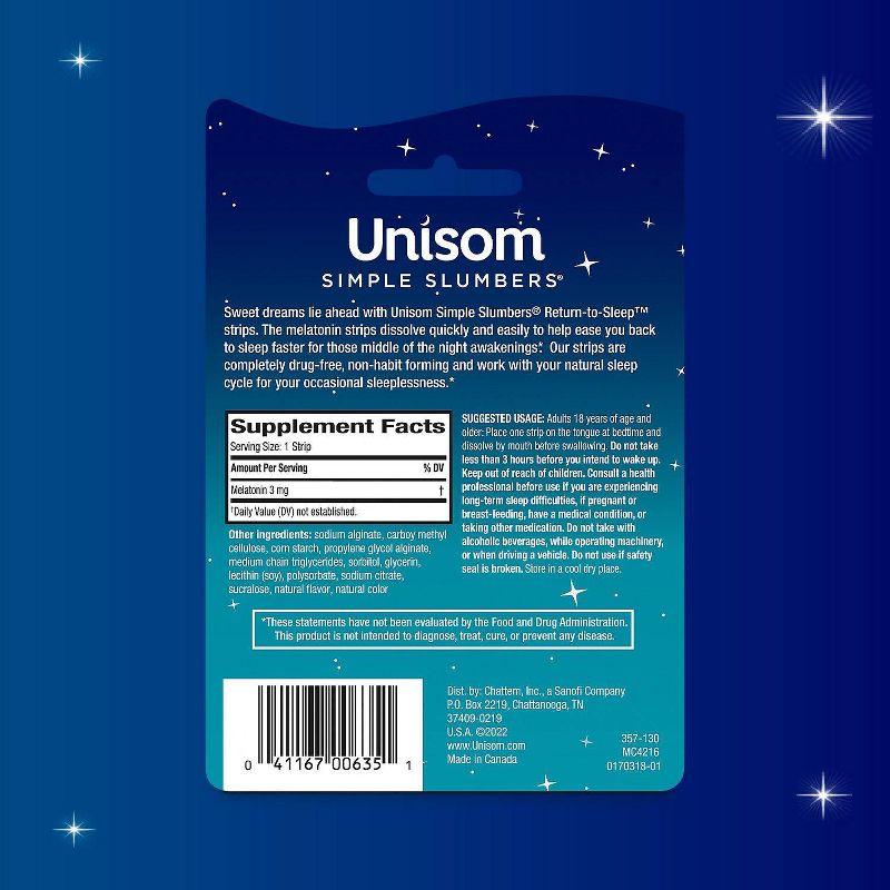 Unisom Simple Slumbers Return-To-Sleep Mint Strips - 21ct, 3 of 10
