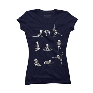 Junior's Design By Humans Skeleton Yoga By huebucket T-Shirt - 1 of 3