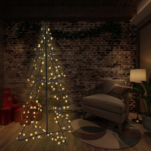 Christmas Cone Tree Black and Warm White Metal Christmas Cone Tree - 1 of 4