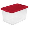 Sterilite 64 Qt Latching Storage Box, Stackable Bin with Latch Lid, Organize Holiday Decor in Closet, Clear Base with Red Lid - 2 of 4